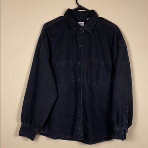Levi's Men’s Black Denim Button-Up Long Sleeve Streetwear Western Shirt